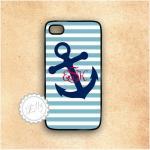 Anchor Nautical Stripes Custom Monogram Iphone..